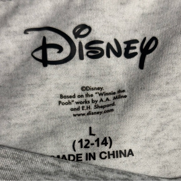 Winnie the Pooh GrayPeach Coral Short Sleeve & Pant Pajama Set Sz Large Disney - Picture 8 of 10